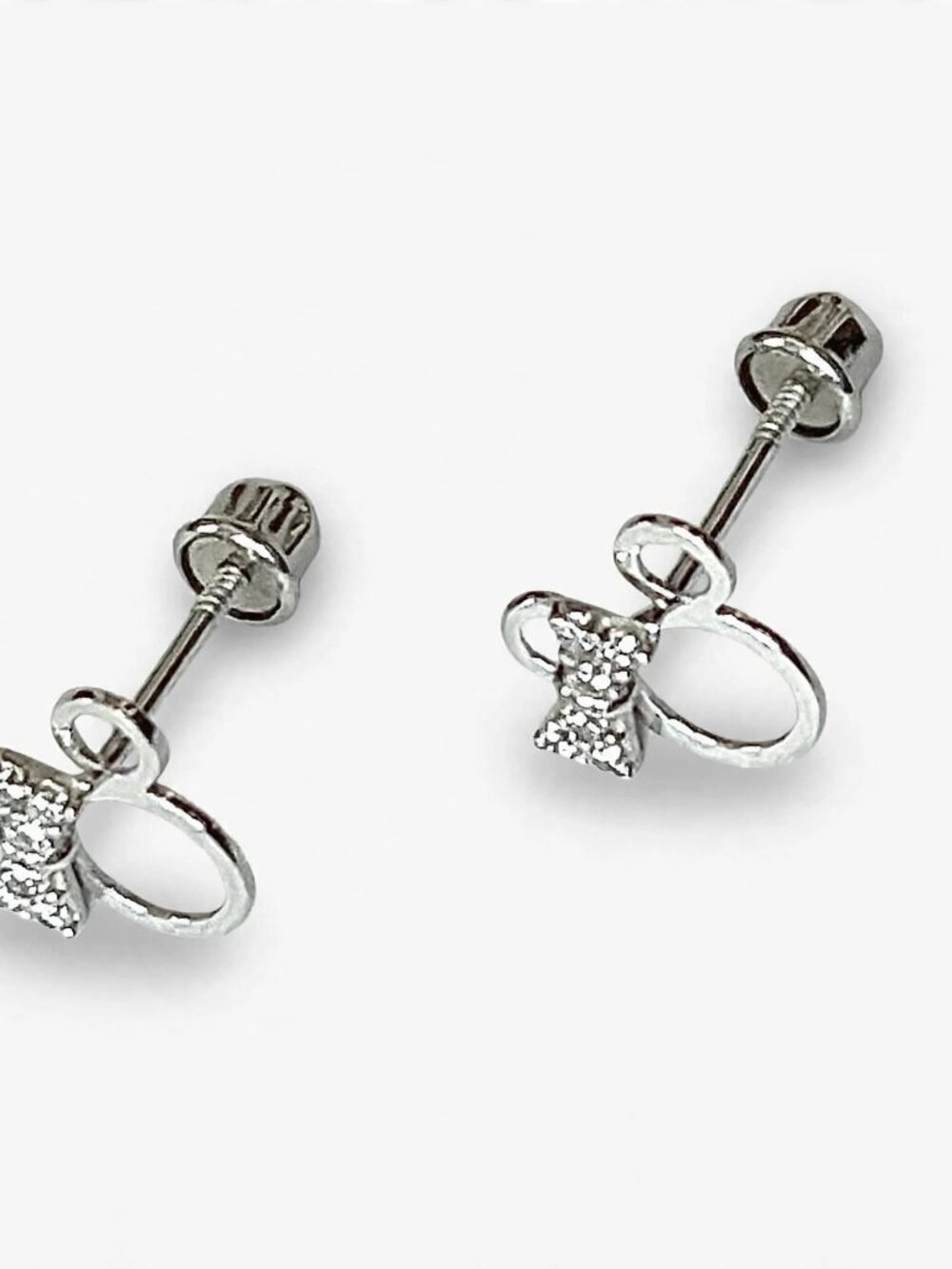 14K White Gold Mouse Stud Earrings | Cute Animal Jewelry By Tehrani Jewelry